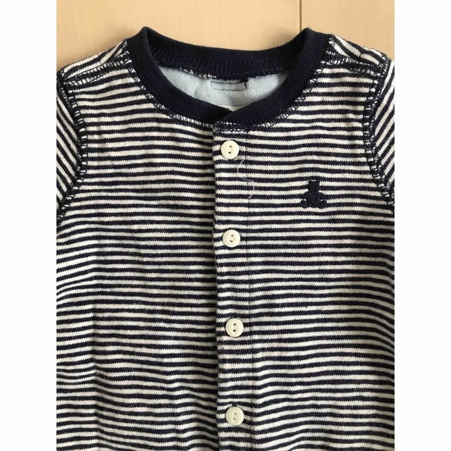 babyGAP(ベビーギャップ)のbaby GAP ベビー ギャップ ボーダー ロング ロンパース カバーオール キッズ/ベビー/マタニティのベビー服(~85cm)(ロンパース)の商品写真