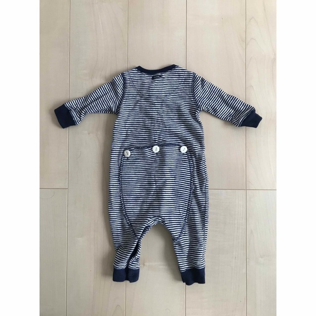 babyGAP(ベビーギャップ)のbaby GAP ベビー ギャップ ボーダー ロング ロンパース カバーオール キッズ/ベビー/マタニティのベビー服(~85cm)(ロンパース)の商品写真