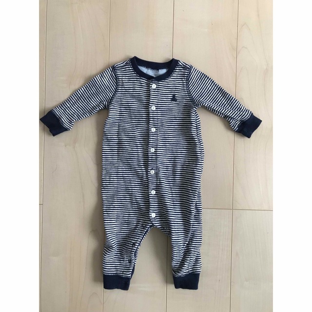 babyGAP(ベビーギャップ)のbaby GAP ベビー ギャップ ボーダー ロング ロンパース カバーオール キッズ/ベビー/マタニティのベビー服(~85cm)(ロンパース)の商品写真