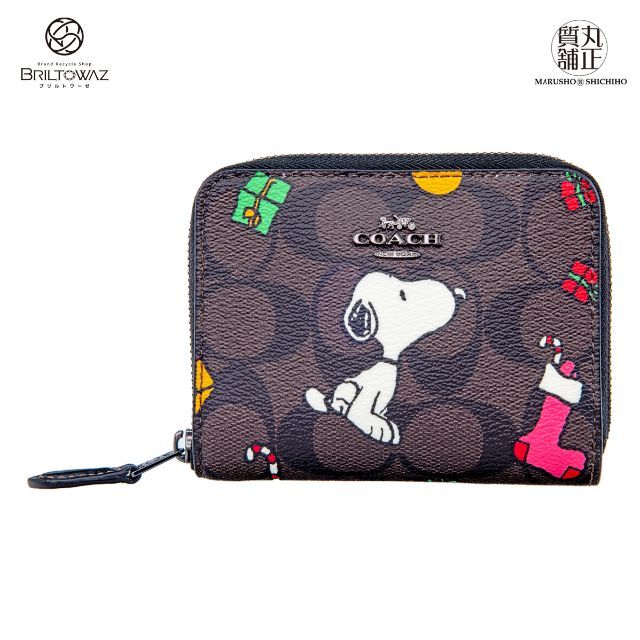 【Sale】コーチアウトレット COACH×SNOOPY コラボ スモールジップ アラウンドウォレット コンパクト財布 CF708 2022AW シグネチャー 茶 ブラウン 【新品】【未使用品】【丸正質舗】【質屋】【ブリルトワーゼ】（M211412)