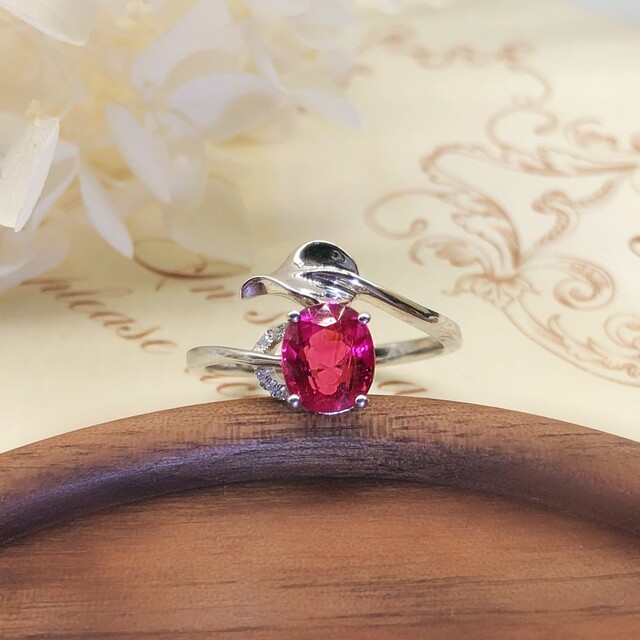 天然ダイヤモンド付きトルマリンリングk18 レディースのアクセサリー(リング(指輪))の商品写真