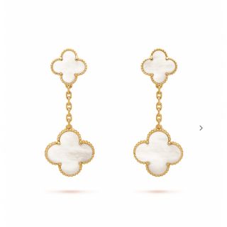 ヴァンクリーフアンドアーペル(Van Cleef & Arpels)の美品本物vancleef&arpels マジックアルハンブラピアス2モチーフ2連(ピアス)