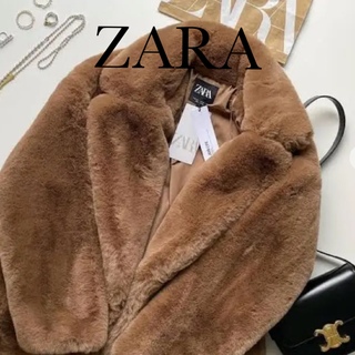 ZARA   ZARAフェイクファーコートの通販 by maaya's shop｜ザラならラクマ