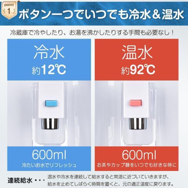 ウォーターサーバー 卓上 卓上型 ペットボトル 2L 500ml　ny593 食品/飲料/酒の飲料(ミネラルウォーター)の商品写真