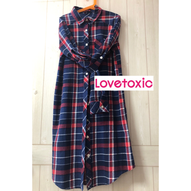 lovetoxic(ラブトキシック)のラブトキシック ♡ロングシャツカーディガン　L キッズ/ベビー/マタニティのキッズ服女の子用(90cm~)(ジャケット/上着)の商品写真