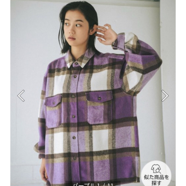 カスタネ HEAVY FLANNEL CHECK SHIR 新品 パープル