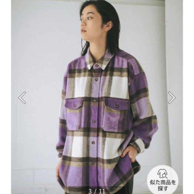 カスタネ HEAVY FLANNEL CHECK SHIR 新品 パープル