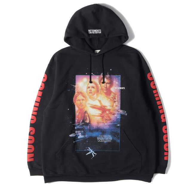 VETEMENTS ヴェトモン 19AW x STAR WARS Movie Poster 1 Hooded Shirt USW21TR014 スターウォーズ ムービーポスター1フーディ プルオーバーパーカー ブラック