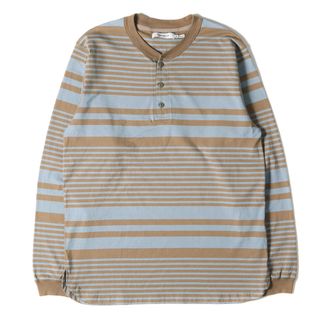 NONNATIVE ノンネイティブ Tシャツ ヘンリーネック ボーダー ロングスリーブTシャツ DWELLER HENLEY NECK L/S TEE  COTTON JERSEY BORDER / NN-C4024 21AW ベージュ ブルー 1 トップス カットソー 長袖 ...