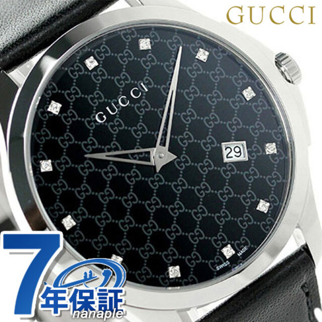 国産品 Gucci - グッチ 腕時計 Gタイムレス クオーツ YA126305GUCCI ブラックxブラック 腕時計(アナログ)