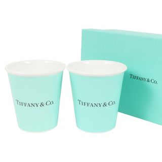 ティファニー(Tiffany & Co.)の【未使用品】TIFFANY&Co. ティファニー ボーンチャイナ ペーパーカップ ペア 2客セット エブリデイ オブジェクト コーヒーカップ 箱付き ティファニーブルー ギフト プレゼント 実用【メンズ】(マグカップ)