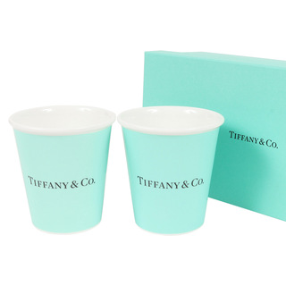 ティファニー(Tiffany & Co.)の【未使用品】TIFFANY&Co. ティファニー ボーンチャイナ ペーパーカップ ペア 2客セット エブリデイ オブジェクト コーヒーカップ 箱付き ティファニーブルー ギフト プレゼント 実用【メンズ】(マグカップ)