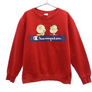 チャンピオン(Champion)のチャンピオン ピーナッツコラボ リバースウィーブ プリント スウェット レッド Champion スヌーピー トレーナー 裏起毛 レディース 【中古】  【230119】(トレーナー/スウェット)