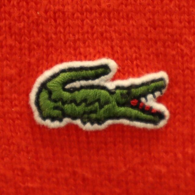 ラコステ ワンポイントロゴワッペン ニット 5 レッド LACOSTE Vネック 長袖 セーター メンズ 【中古】 【230119】