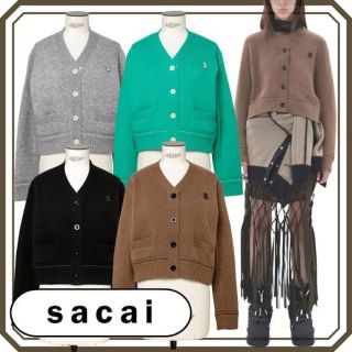 サカイ(sacai)のsacai サカイ コットンカシミヤ カーディガン カシミア ブラック(カーディガン)