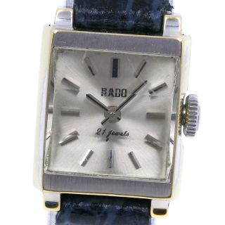 ラドー(RADO)の【RADO】ラドー 21石 cal.203 ステンレススチール×レザー シルバー 手巻き レディース シルバー文字盤 腕時計(腕時計)