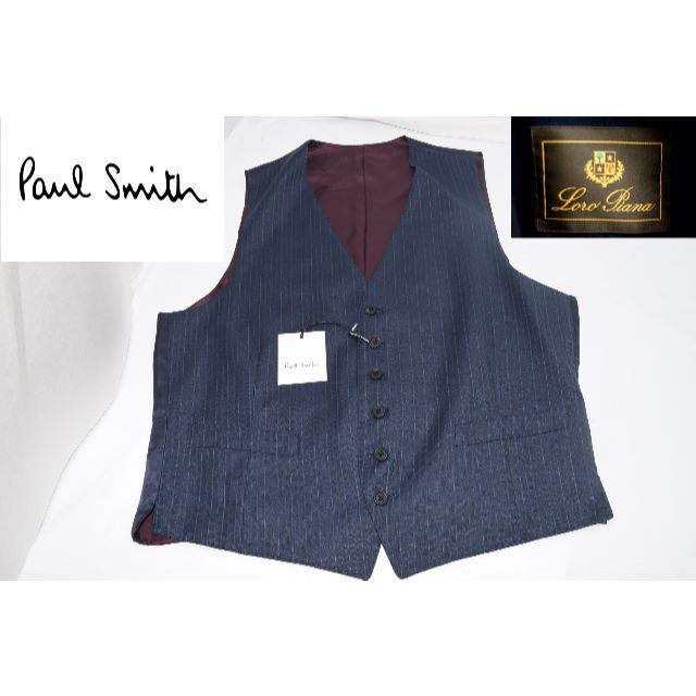 Paul Smith - 新品☆Paul Smith & ロロピアーナ ベスト☆紺ストライプ☆L２サイズ