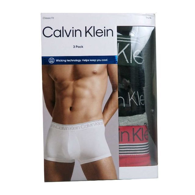 Calvin Klein(カルバンクライン)の新着カルバンクラインMen's コットンストレッチトランクス3枚セットUS-L メンズのアンダーウェア(トランクス)の商品写真