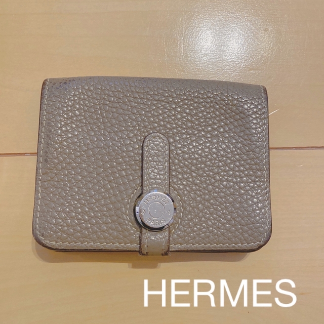 HERMES ドゴン シルバー金具 エトープ カードケース - 名刺入れ/定期入れ