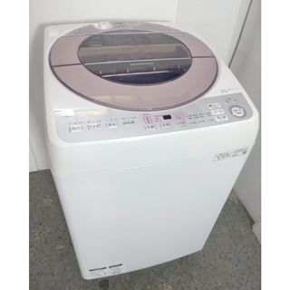 シャープ(SHARP)の洗濯機　ピンク　シャープ　大容量7キロ　静音インバーター　穴無しステンレスドラム(洗濯機)