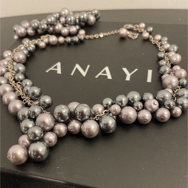 ANAYI(アナイ)のアナイANAYIパールネックレス&ブレスレット美品ブラックグレーシルバー レディースのアクセサリー(ネックレス)の商品写真