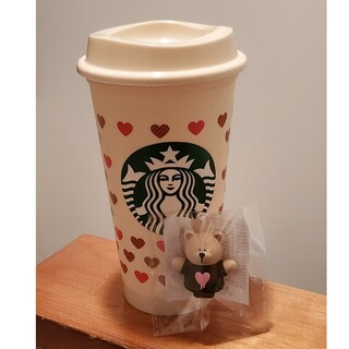 スターバックス(Starbucks)のスタバ バレンタイン ベアリスタ キャップ リユーザブルカップ473ml(容器)