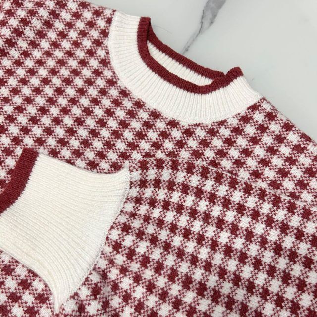 GRL - 【新品未使用】GRL チェック柄ニットトップス レッド 赤 GRL - 【新品未使用】GRL チェック柄ニットトップス レッド 赤