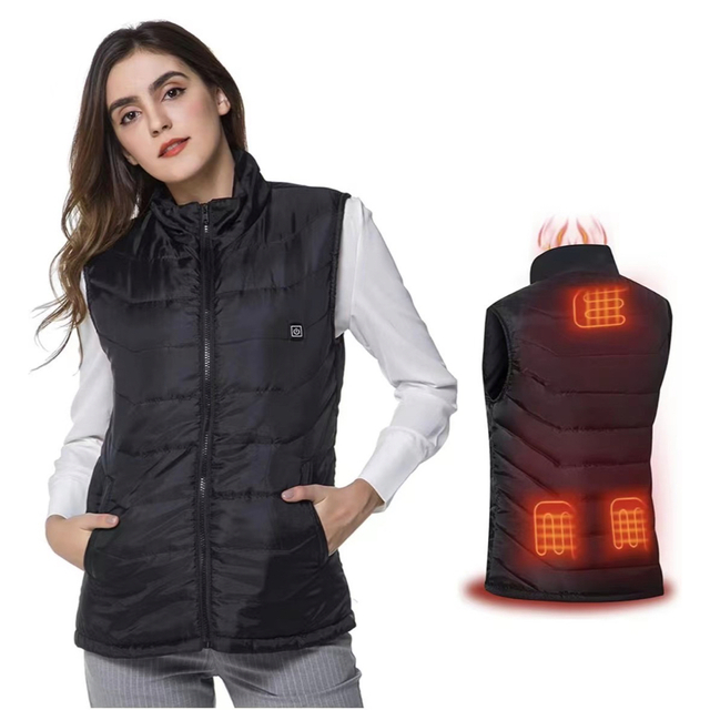 電熱ベスト　ヒーターベスト　XLサイズ　バッテリー別  ブラック　男女兼用 レディースのジャケット/アウター(ダウンベスト)の商品写真