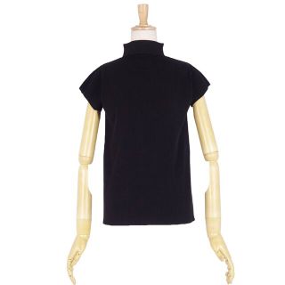 美品 イッセイミヤケ ISSEY MIYAKE シャツ ノースリーブ ハイネック ベロア 無地 トップス レディース M ブラック
