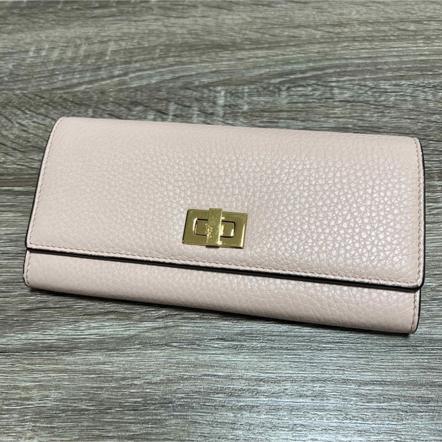 美品【FENDI/二つ折り財布　水色】フェンディ　ピーカブー　財布　レザー