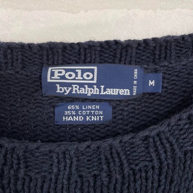 POLO RALPH LAUREN(ポロラルフローレン)の【超希少】ポロラルフローレン 90s ポロベア ハンドニット ネイビー 大きめ メンズのトップス(ニット/セーター)の商品写真