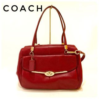 コーチ(COACH)の極美品⭐️コーチ　COACH　ショルダーバッグ　レッド　ツーウェイ　ソフト革(ショルダーバッグ)