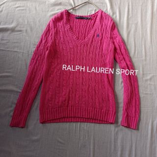 ラルフローレン(Ralph Lauren)のRALPH LAUREN SPORT　ピンク　コットン　ケーブル編みニット(ニット/セーター)