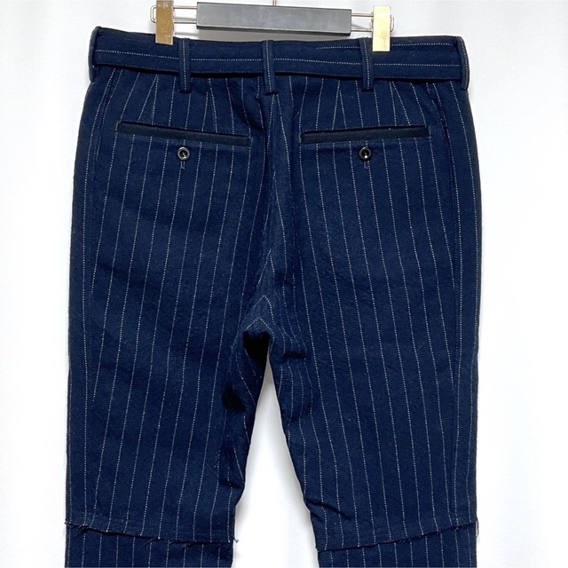 18AW サカイ 裾ジップ ベルテッド ストライプ レイヤード ウール