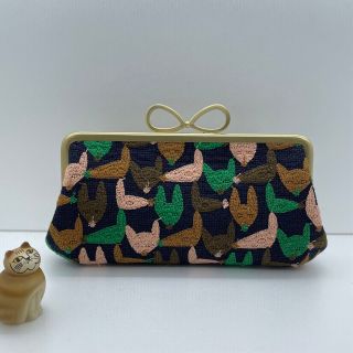 大人気新品 ハンドメイドミナペルホネンがま口リボン口金マチあり親子
