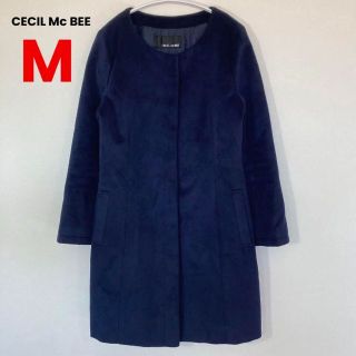 セシルマクビー(CECIL McBEE)のCECIL McBEE ノーカラーコート Mサイズ ネイビー(ロングコート)