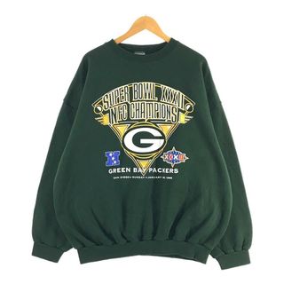 古着 90年代 LOGO7 NFL GREEN BAY PACKERS グリーンベイパッカーズ SUPER BOWL XXXll スーバーボウル プリントスウェットシャツ トレーナー メンズXL ヴィンテージ /eaa296105(スウェット)