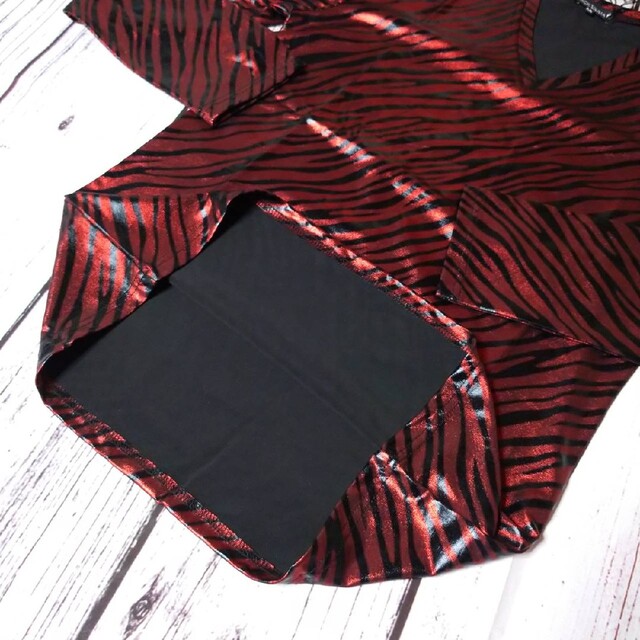 BLACK VARIA(ブラックバリア)のBLACK VARIA   Vネック ゼブラ柄 長袖Tシャツ 赤  LL メンズ メンズのトップス(Tシャツ/カットソー(七分/長袖))の商品写真