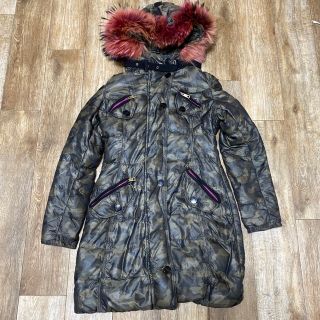 定価12◇FLO&CLO◇迷彩柄リアルファー付ダウンコート◇M-