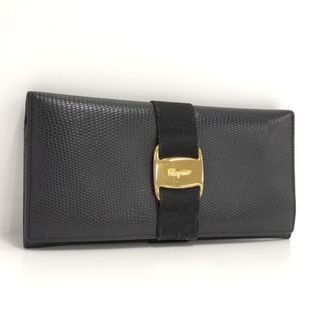 フェラガモ(Ferragamo)のSalvatore Ferragamo 二つ折り長財布 ヴァラ レザー ブラック(財布)