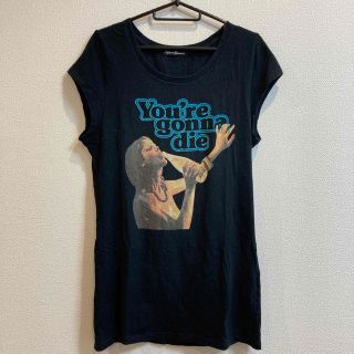 ヒステリックグラマー(HYSTERIC GLAMOUR)のHysteric glamour ロング丈黒Tシャツ(チュニック)(チュニック)