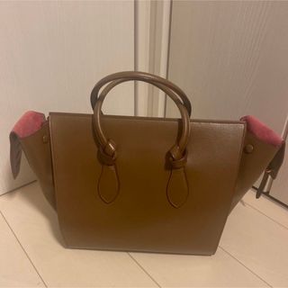 希少 美品 CELINE セリーヌ タイハンドバッグ レザー ブラウン×ピンク