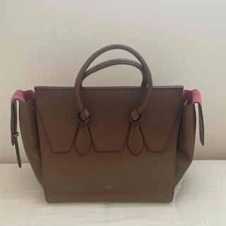 希少 美品 CELINE セリーヌ タイハンドバッグ レザー ブラウン×ピンク