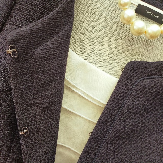 ONEIROS ノーカラージャケット スカート ３点セット L 濃紺 レディースのフォーマル/ドレス(スーツ)の商品写真