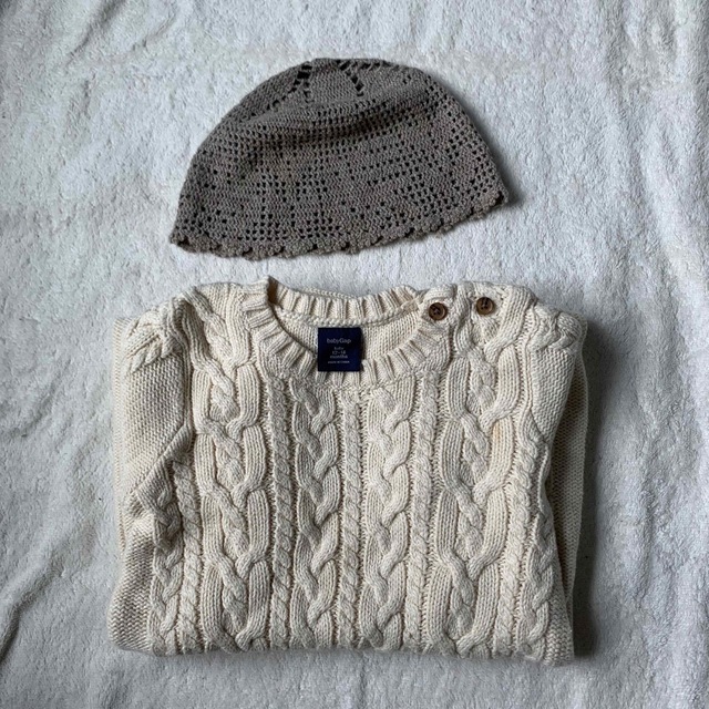 babyGAP(ベビーギャップ)のgap ロンパース　marks and web オーガニック帽子　セット キッズ/ベビー/マタニティのベビー服(~85cm)(ロンパース)の商品写真