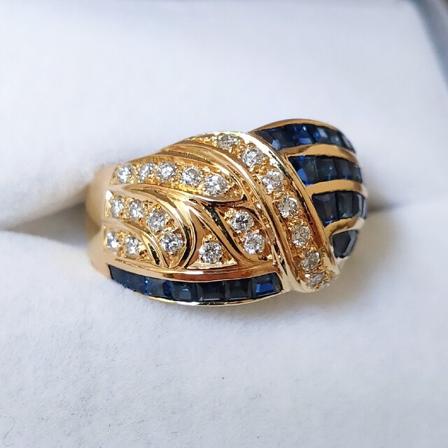 ダイヤモンド×サファイア リング K18YG 0.73ct 8.0g www ...