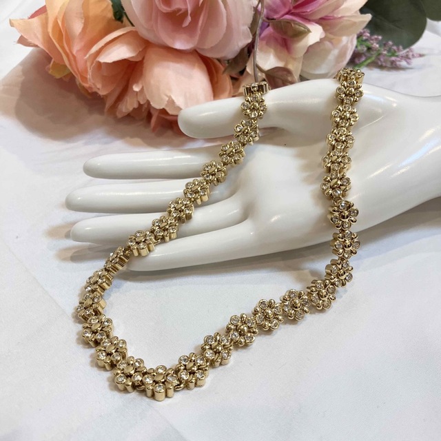 ニナリッチ ネックレス ラインストーン NINA RICCI ニナリッチ ネックレス 良好 ゴールドカラー NRロゴ ラインストーン レディース ヴィンテージ accessory アクセサリー