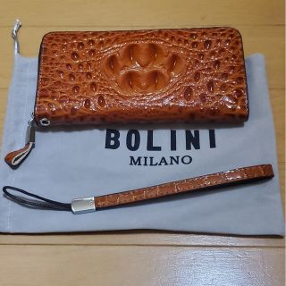 BOLINI　牛革　クロコダイル型押し　ラウンドファスナーウォレット　長財布(長財布)