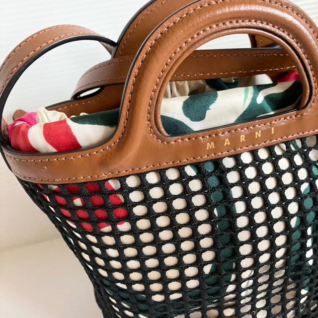 マルニ Net bag カゴバッグ 巾着バッグ 2way フラワープリント