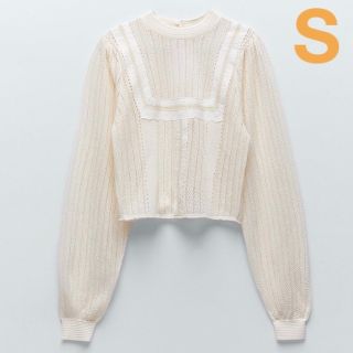 ザラ(ZARA)のザラ ZARA ロマンティック ニット トップス【S】レース(シャツ/ブラウス(長袖/七分))